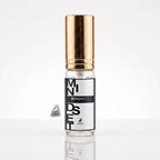 Decant de Maison Alhambra Mindset EDP masculino em frasco transparente com tampa dourada