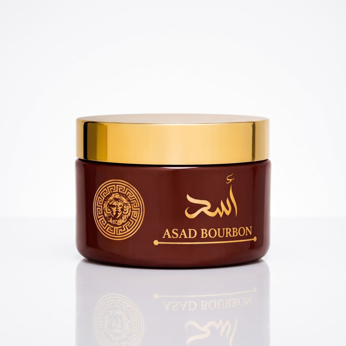 Pasta hidratante corporal Asad Bourbon 200g Isabelle La Belle em pote marrom com tampa dourada sobre fundo branco