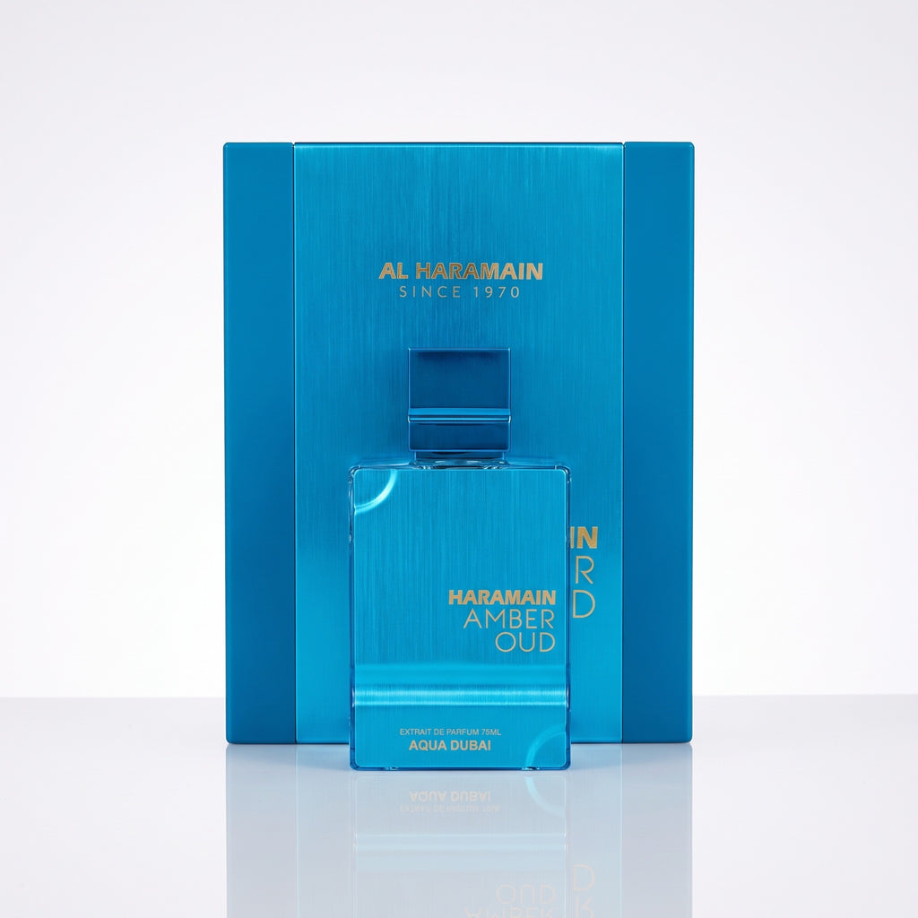 Perfume Al Haramain Amber Oud Aqua Dubai Extrait de Parfum com caixa azul original