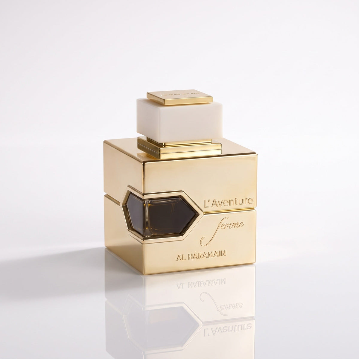 Decant Al Haramain L'Aventure Femme — capa com frasco original 100ml