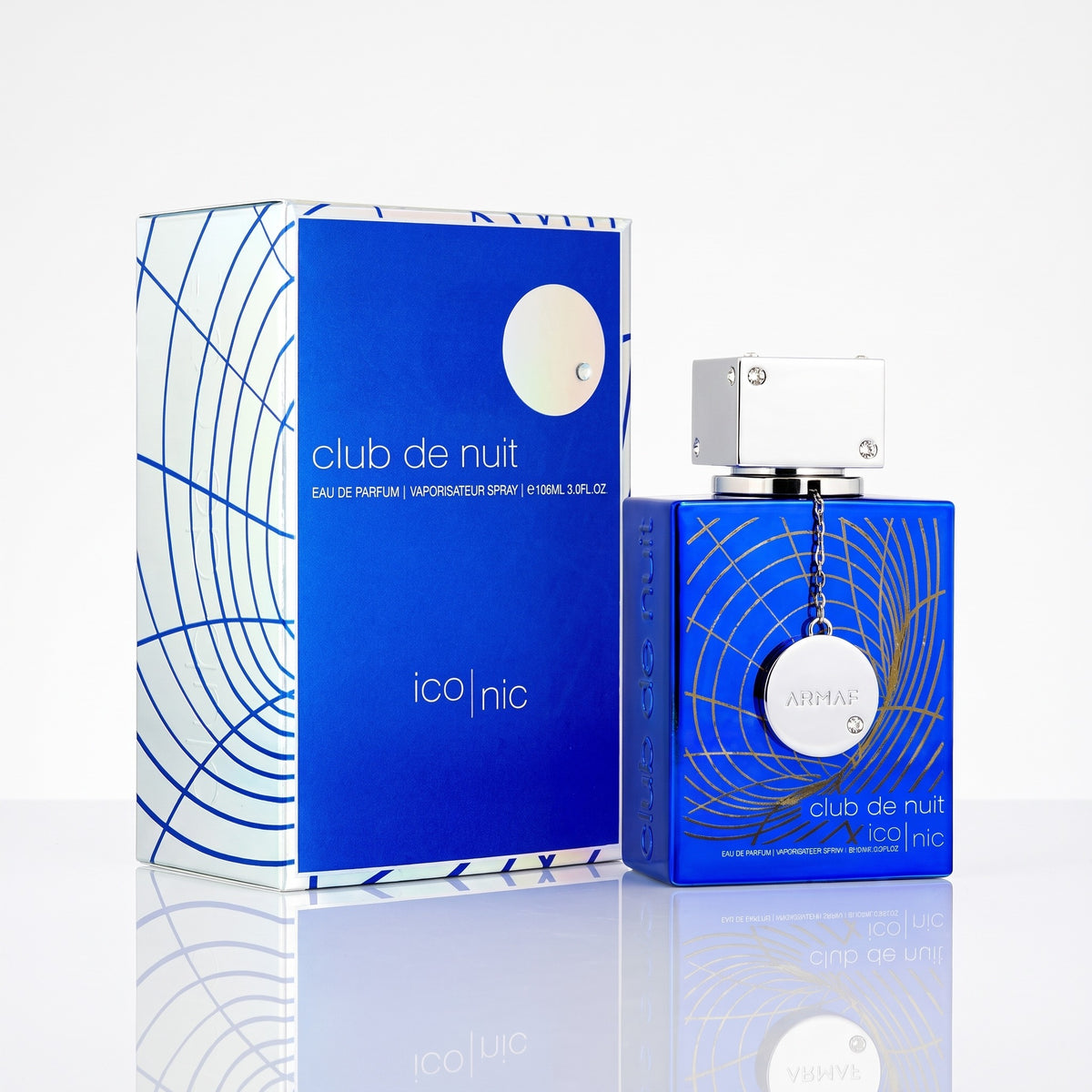 Perfume Armaf Club de Nuit Blue Iconic 105ml com caixa em fundo branco