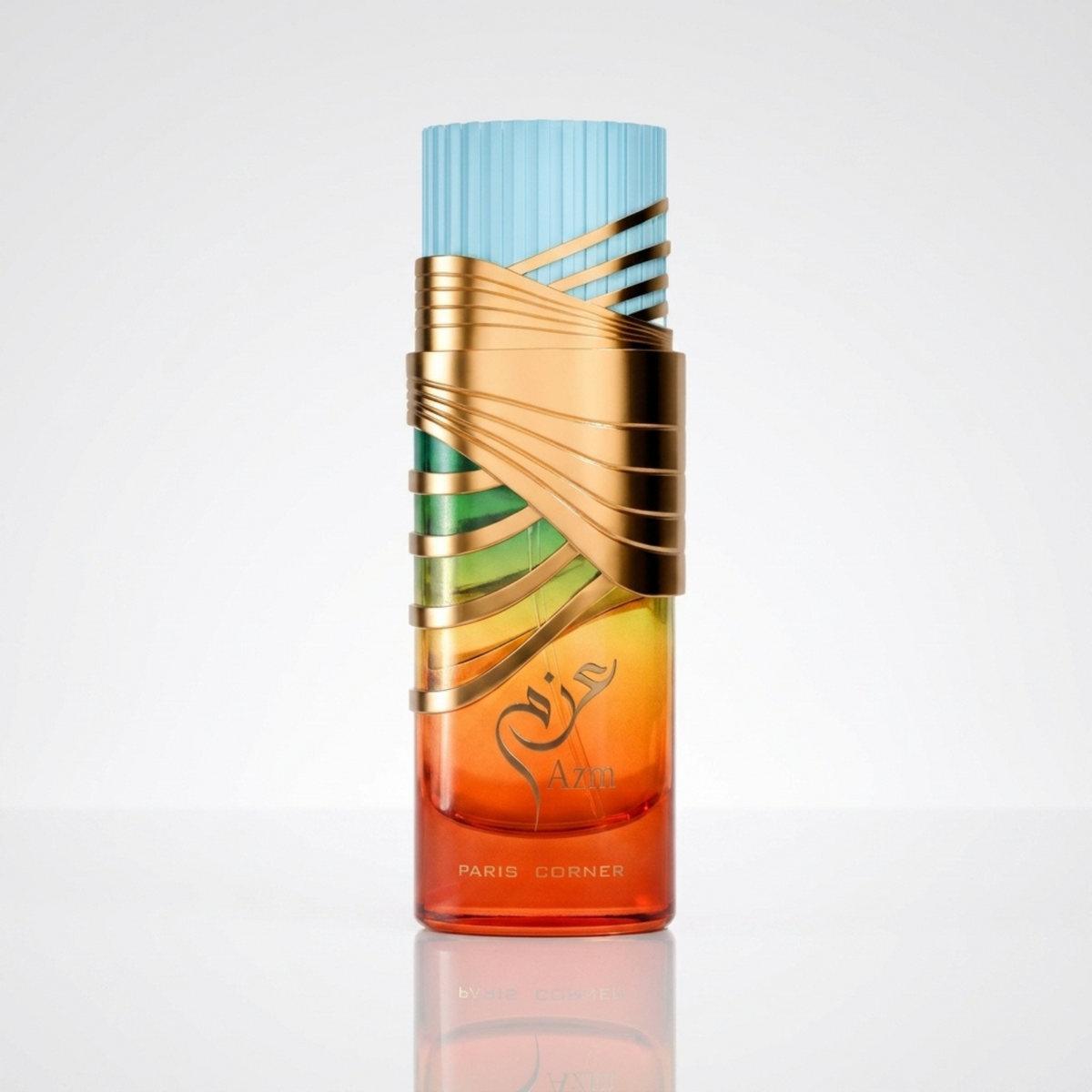 AZM Paris Corner Eau de Parfum unissex 100 ml, frasco original azul e laranja