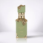 Frasco original Lattafa Eclaire Pistache EDP unissex 100ml verde e dourado