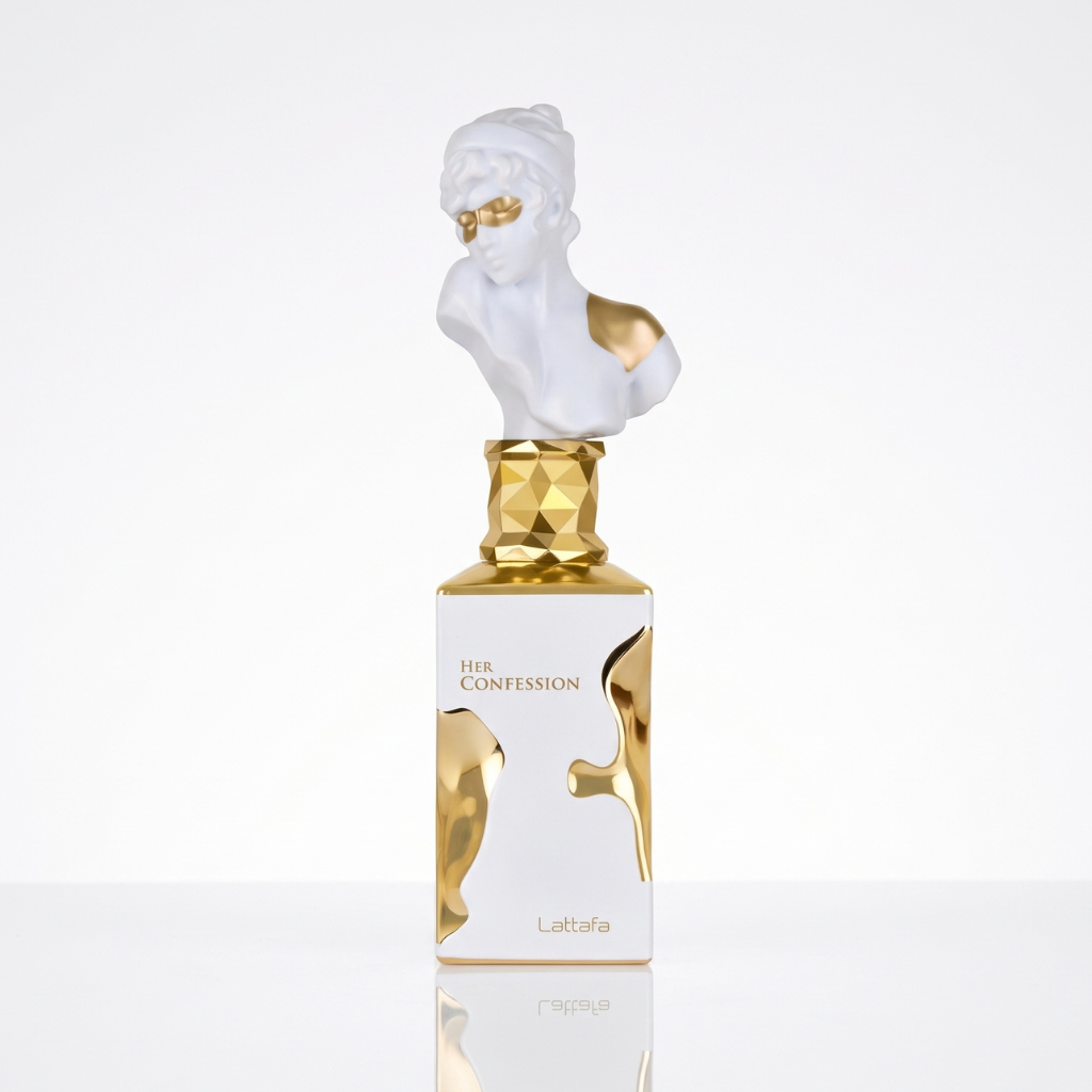 Perfume Árabe Lattafa Her Confession EDP Feminino 100ml em fundo branco
