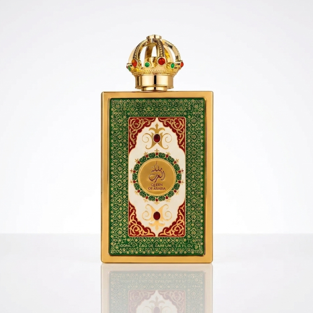 Perfume árabe feminino Lattafa Queen of Arabia EDP 100ml em fundo branco