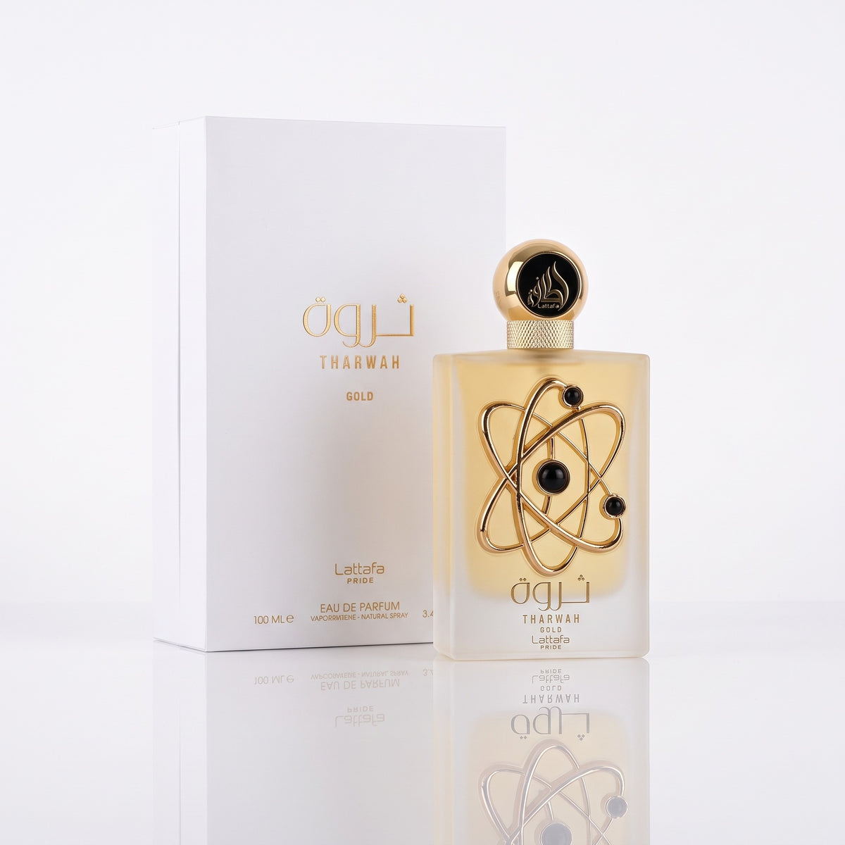 Perfume árabe feminino Lattafa Tharwah Gold EDP 100ml com caixa