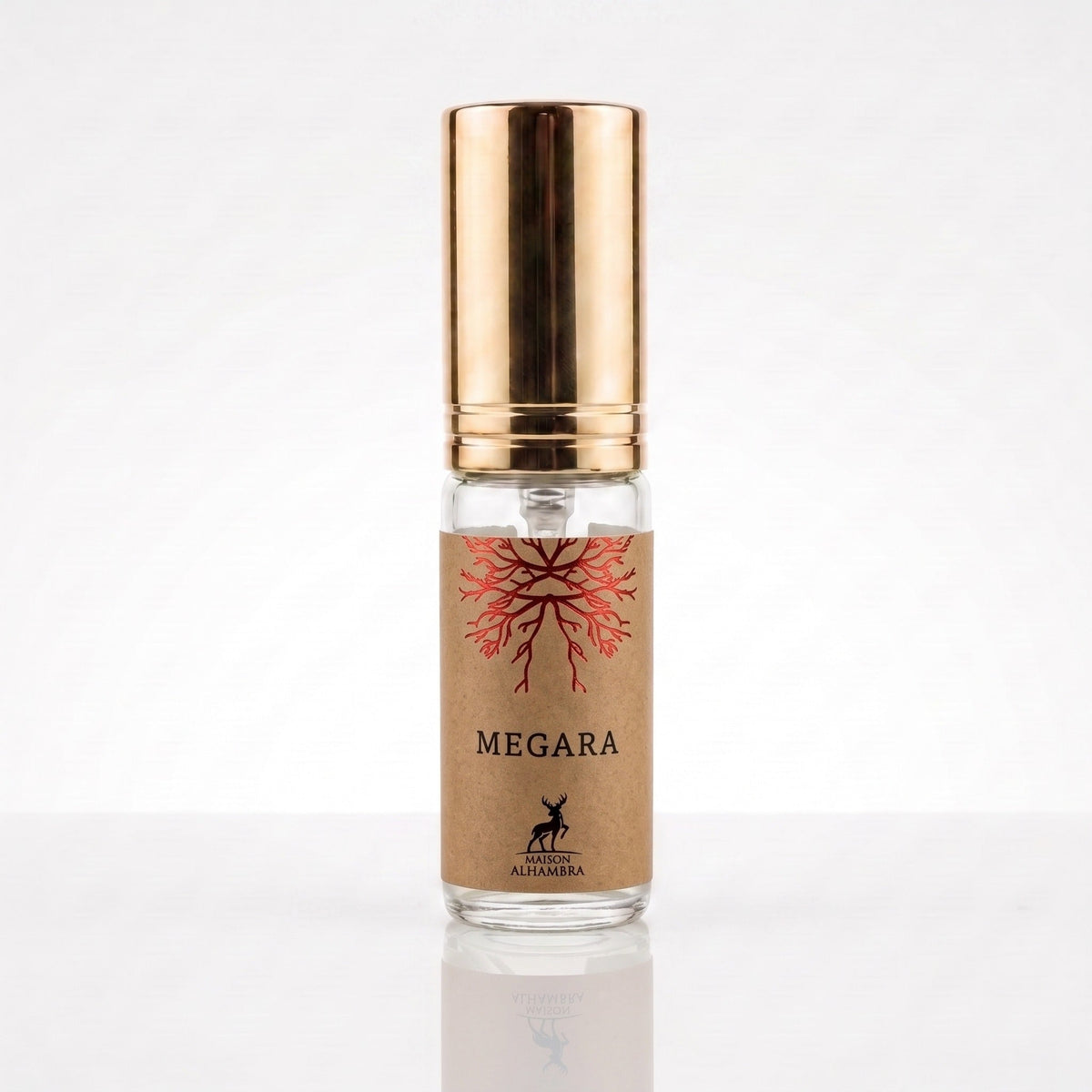 Frasco original do perfume Megara Maison Alhambra, capa do Decant Samadi