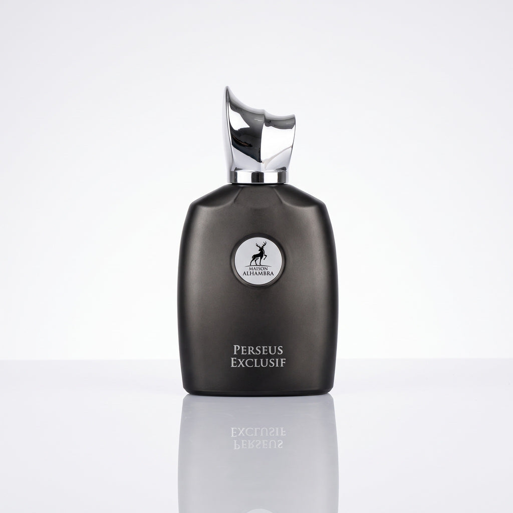 Perfume árabe masculino Maison Alhambra Perseus Exclusif EDP 100ml em fundo branco