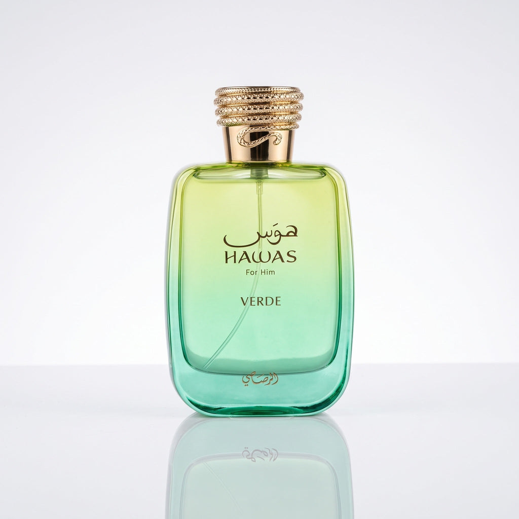 Frasco original do perfume Rasasi Hawas Verde EDP masculino 100ml