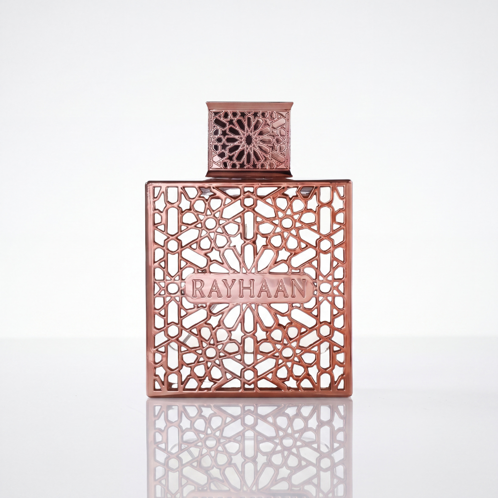 Perfume árabe feminino Rayhaan Divine EDP em fundo branco