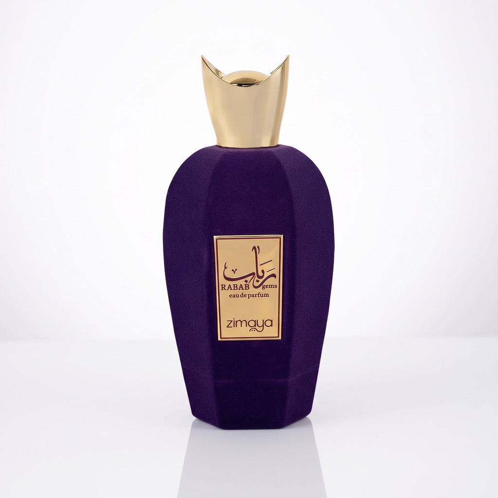 Rabab Gems Zimaya EDP, frasco original roxo com tampa dourada 100ml